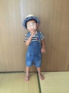 「GLOBAL WORK（グローバルワーク）のアイテム（オールインワン・サロペット）」を使った、MIYUさん（キッズ・100cm）の夏コーディネート