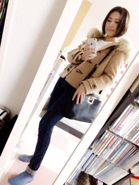 「FREE’S PHRASE（フリーズフレーズ）のアイテム（ダッフルコート）」を使った、Megumi  Okadaさん（レディース・161cm）の冬コーディネート