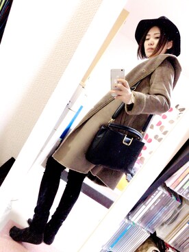 「UNIQLO（ユニクロ）のWOMEN ウルトラストレッチジーンズ（デニムパンツ）」を使った、Megumi  Okadaさん（レディース・161cm）の冬コーディネート