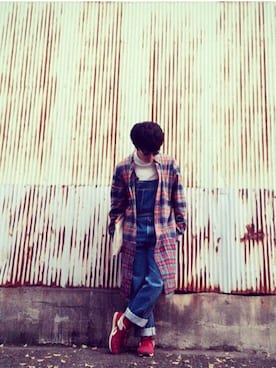 「BOBSON（ボブソン）のアイテム（オールインワン・サロペット）」を使った、Takuさん（メンズ・171cm）の春コーディネート