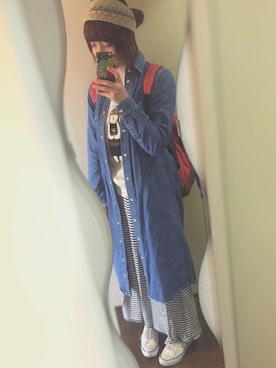 「archives（アルシーヴ）のアイテム（シャツワンピース）」を使った、ららちゃげさん（レディース・158cm）の春コーディネート