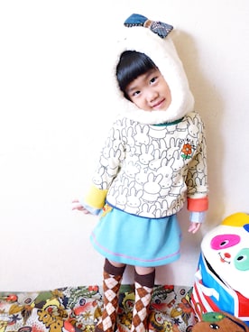 「One deux boo（ワンドゥーブー）のアイテム（その他）」を使った、らんらんさん（キッズ・90cm）の秋コーディネート