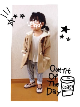 「ぺプラムトップス」｜「アイテム（ダッフルコート）」を使った、CoHaNe♡さん（キッズ・90cm）の春コーディネート