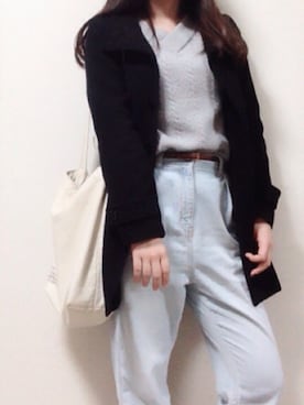 「OZOC（オゾック）のアイテム（チェスターコート）」を使った、ruruさん（レディース・167cm）の冬コーディネート