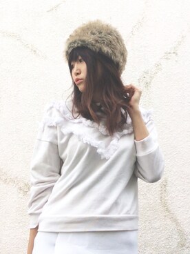 「no brand（ノーブランド）のアイテム（ハンチング/ベレー帽、ベージュ系）」を使った、Bebe 。さん（レディース）の秋コーディネート