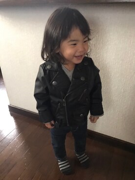 「BREEZE（ブリーズ）のアイテム（ライダースジャケット）」を使った、miyuさん（レディース・163cm）の冬コーディネート