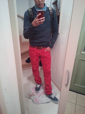 「CINEMA CLUB（シネマクラブ）のアイテム（シャツ/ブラウス、ブルー系）」を使った、kaiseeeeiさん（メンズ・170cm）の秋コーディネート