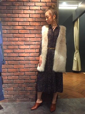 「SpRay（スプレイ）のアイテム（シャツワンピース）」を使った、SpRay 大和郡山さん（レディース・158cm）の秋コーディネート