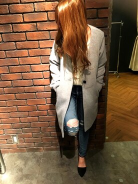 「SpRay（スプレイ）のアイテム（チェスターコート）」を使った、SpRay 大和郡山さん（レディース・158cm）の秋コーディネート