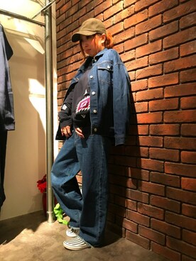 「SpRay（スプレイ）のアイテム（デニムジャケット）」を使った、SpRay 大和郡山さん（レディース・152cm）の秋コーディネート