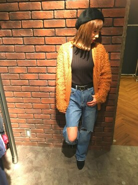 「SpRay（スプレイ）のアイテム（ハンチング/ベレー帽）」を使った、SpRay 大和郡山さん（レディース・152cm）の秋コーディネート