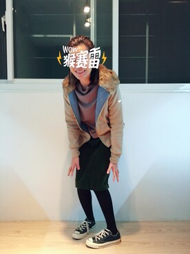 「BAPY（ベイピー）のアイテム」を使った、Kellie Chiuさん（レディース・158cm）の春コーディネート