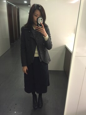 「H&M（エイチ・アンド・エム）のアイテム（ダウンジャケット/コート）」を使った、Kellie Chiuさん（レディース・158cm）の春コーディネート