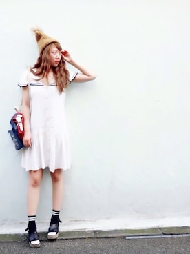 「Casselini（キャセリーニ）のアイテム（ニットキャップ/ビーニー）」を使った、sicaさん（レディース・160cm）の夏コーディネート