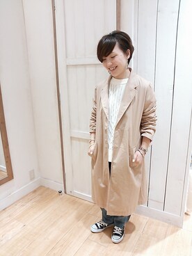 「ボーイフレンドデニム」｜「アイテム（トレンチコート）」を使った、e.r.g*_ibarakiさん（レディース・150cm）の冬コーディネート
