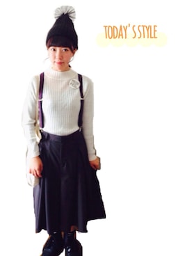 「Casselini（キャセリーニ）のアイテム（ニットキャップ/ビーニー）」を使った、まりもさん（レディース・155cm）の秋コーディネート
