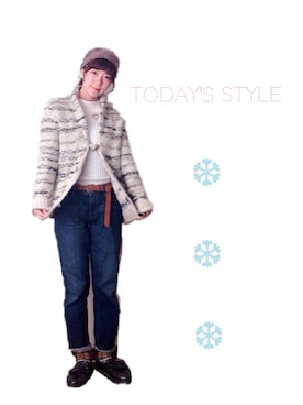 「カウチンセーター」｜「アイテム（その他シューズ）」を使った、まりもさん（レディース・155cm）の冬コーディネート