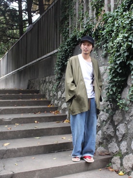 「Hender Scheme（エンダースキーマ）のアイテム（帽子）」を使った、YUUCHIDAさん（メンズ・173cm）の秋コーディネート