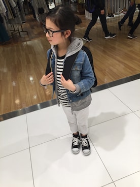 「abcd（ナシ）のアイテム（バックパック/リュック）」を使った、sa3103さん（キッズ・120cm）の春コーディネート