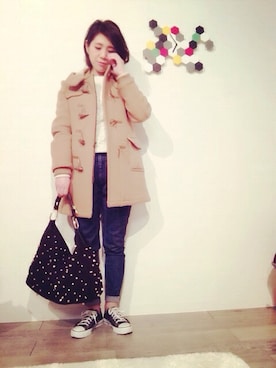 「Another Edition（アナザーエディション）のアイテム（ダッフルコート）」を使った、あやなみさん（レディース・156cm）の冬コーディネート
