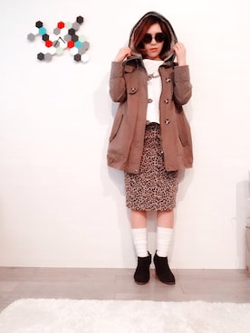 「スパンコール」｜「アイテム（モッズコート）」を使った、あやなみさん（レディース・156cm）の冬コーディネート