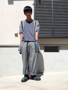 「VOLCOM（ボルコム）のアイテム（Tシャツ/カットソー、ブルー系）」を使った、AYAさん（メンズ・160cm）の秋コーディネート