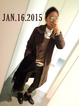 「3rd by VANQUISH（サードバイヴァンキッシュ）のアイテム（チェスターコート）」を使った、MAHOMiさん（レディース・160cm）の冬コーディネート
