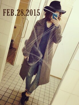 「3rd by VANQUISH（サードバイヴァンキッシュ）のアイテム（チェスターコート）」を使った、MAHOMiさん（レディース・160cm）の冬コーディネート