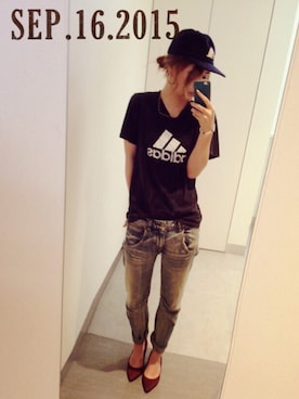「RANDA」｜「アイテム（キャップ）」を使った、MAHOMiさん（レディース・160cm）の秋コーディネート