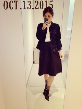 「Levi's」｜「アイテム（ブーティ）」を使った、MAHOMiさん（レディース・160cm）の秋コーディネート