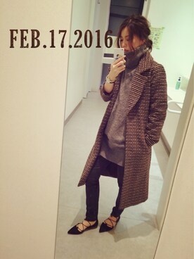 「3rd by VANQUISH（サードバイヴァンキッシュ）のアイテム（チェスターコート）」を使った、MAHOMiさん（レディース・160cm）の冬コーディネート
