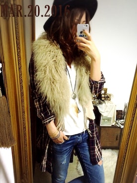 「Ungrid（アングリッド）のフレイドヘムストスリ（デニムパンツ）」を使った、MAHOMiさん（レディース・160cm）の春コーディネート