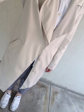 「H&M（エイチ・アンド・エム）のアイテム（ジャケット/アウター、ホワイト系）」を使った、まあちゃんさん（レディース・173cm）の春コーディネート