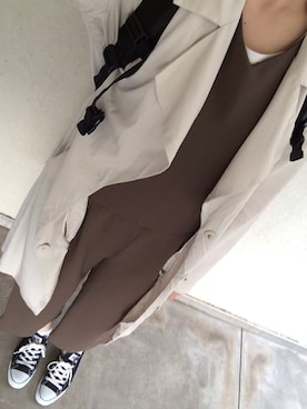「ロング丈」｜「アイテム（サロペット/オーバーオール）」を使った、まあちゃんさん（レディース・173cm）の秋コーディネート