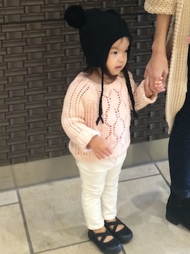 「ピンクニット」｜Rinさん（キッズ・90cm）の冬コーディネート