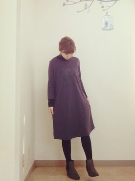 「時短コーデ」｜KINEKOさん（レディース・148cm）の冬コーディネート