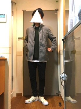 「コンバースハイカット」｜「アイテム（ジャケット/アウター）」を使った、ケムマキさん（メンズ・172cm）の冬コーディネート