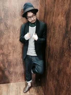 「MORGAN HOMME（モルガンオム）のアイテム（テーラードジャケット）」を使った、TETSUさん（メンズ・162cm）の春コーディネート