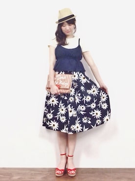 「Supreme.La.La.（シュープリームララ）のアイテム（その他トップス）」を使った、naoさん（レディース・165cm）の夏コーディネート