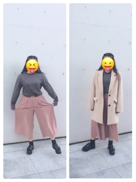 「ハニーズ」｜「アイテム（チェスターコート）」を使った、sacoさん（レディース・153cm）の冬コーディネート