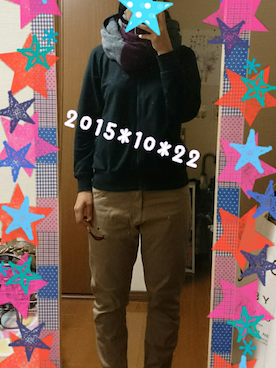 「UP SMILE（アップスマイル）のアイテム（パンツ）」を使った、Rin :)さん（レディース・165cm）の秋コーディネート