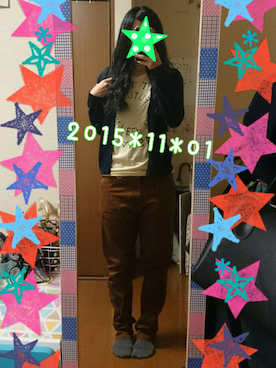 「UP SMILE（アップスマイル）のアイテム（パンツ）」を使った、Rin :)さん（レディース・165cm）の秋コーディネート