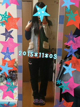 「UP SMILE（アップスマイル）のアイテム（パンツ）」を使った、Rin :)さん（レディース・165cm）の秋コーディネート