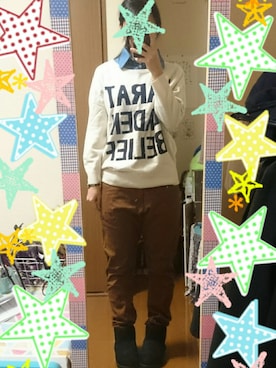 「UP SMILE（アップスマイル）のアイテム（パンツ）」を使った、Rin :)さん（レディース・165cm）の冬コーディネート