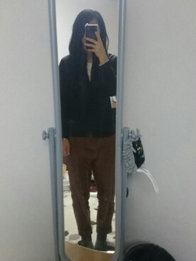 「UP SMILE（アップスマイル）のアイテム（パンツ）」を使った、Rin :)さん（レディース・165cm）の冬コーディネート