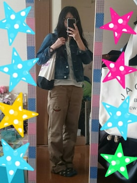 「UP SMILE（アップスマイル）のアイテム（パンツ）」を使った、Rin :)さん（レディース・165cm）の春コーディネート