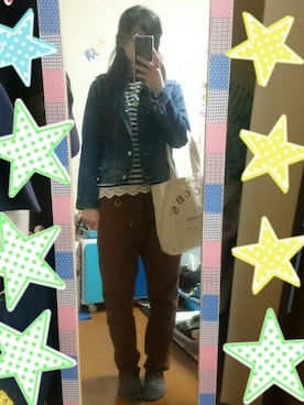 「UP SMILE（アップスマイル）のアイテム（パンツ）」を使った、Rin :)さん（レディース・165cm）の春コーディネート