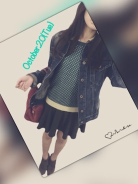 「アイテム（ボストンバッグ、レッド系）」を使った、miiiii426さん（レディース・156cm）の秋コーディネート