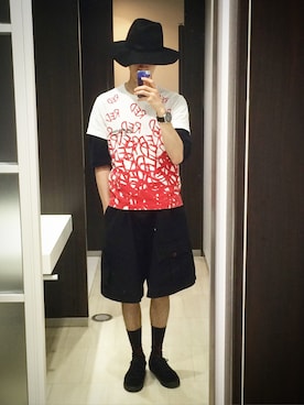 「シャリーフ(SHAREEF)」｜「アイテム（帽子）」を使った、HIROMUさん（メンズ・185cm）の夏コーディネート