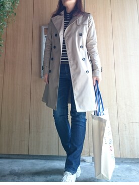 「コーディネート」｜「アイテム（トレンチコート）」を使った、kayonさん（レディース・163cm）の春コーディネート